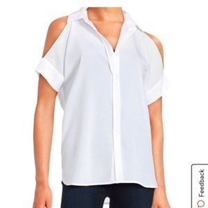 NWT Michael Kors Cold-Shoulder Button-Down Blouse S